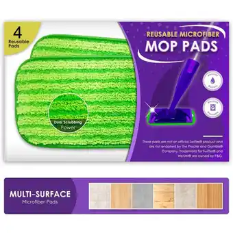 Walmart 4 Pack Reusable Floor Mop Pads Machine 12-inch Mop Refills For Swiffer Wet Jet Pads offer