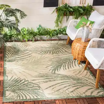 Walmart SAFAVIEH Courtyard Padic Botanical Indoor/Outdoor Area Rug, Beige/Green, 5'3 x 7'7 offer