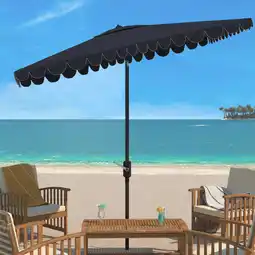 Walmart SAFAVIEH Outdoor Collection Venice 6.5 x 10-Foot Rectangle Umbrella Navy/White offer