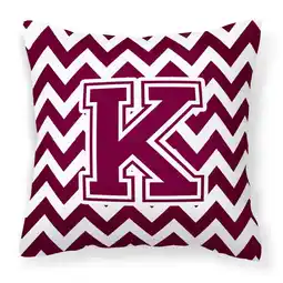 Walmart Letter K Chevron Maroon and White Fabric Decorative Pillow offer