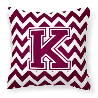 Walmart Letter K Chevron Maroon and White Fabric Decorative Pillow offer