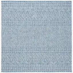 Walmart SAFAVIEH Courtyard Evander Geometric Indoor/Outdoor Area Rug, Grey/Blue, 7'10 x 7'10 Square offer