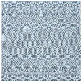 Walmart SAFAVIEH Courtyard Evander Geometric Indoor/Outdoor Area Rug, Grey/Blue, 7'10 x 7'10 Square offer