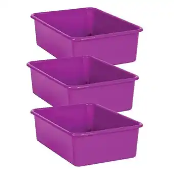 Walmart Plastc Storage Bin, Purple - Large - Pack of 3 offer