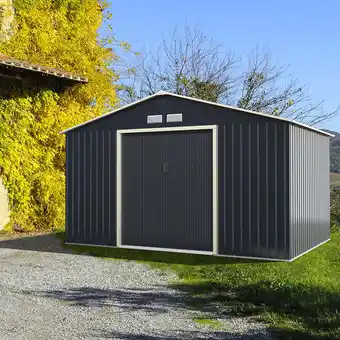 Walmart Costway Metal Storage Shed for Garden and Tools w/Sliding Double Lockable Doors offer