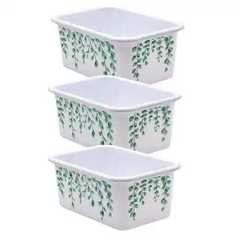 Walmart Plastic Storage Bin, Eucalyptus - Small - Pack of 3 offer