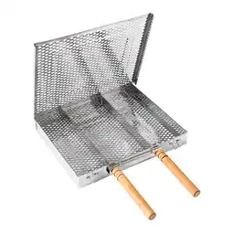 Walmart yotijay BBQ Grilling Basket Lightweight Food Divider Two Wood Handle Portable Grill offer