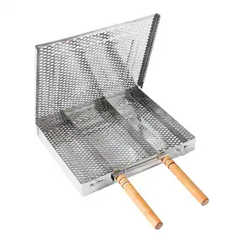 Walmart yotijay BBQ Grilling Basket Lightweight Food Divider Two Wood Handle Portable Grill offer