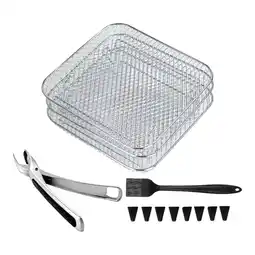 Walmart yotijay 3 Pieces Stainless Steel Fryer Racks Grill Rack Multiuse Replacement Multi Layer square offer