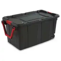 Walmart 40 gal Black & Racer Red Wheeled Industrial Tote offer