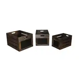 Walmart Cutout Design Wooden Box with Chalkboard Inserts, Brown & Black - Set of 2 offer