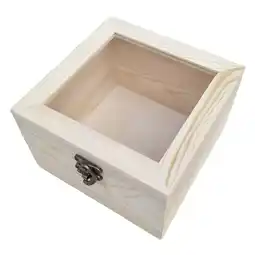 Walmart EHJRE Wooden Box Glass Top Lid Hinged Jewelry/Gifts/ Storage Case 3# 12x12x8cm offer