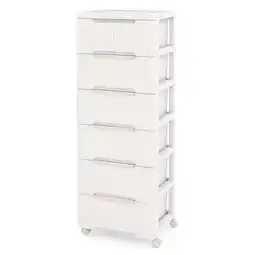 Walmart Costway 1 PCS 7-Drawer Plastic Rolling Storage Cart with 4 Universal Wheels Dresser Cabinet offer