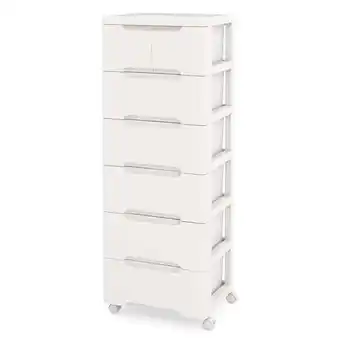 Walmart Costway 1 PCS 7-Drawer Plastic Rolling Storage Cart with 4 Universal Wheels Dresser Cabinet offer