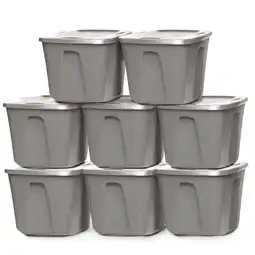 Walmart Homz 10-Gal Heavy Duty Plastic Storage Container, Titanium Silver (8 Pack) offer