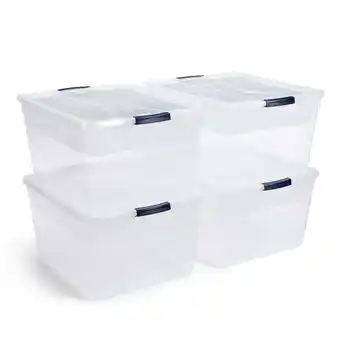 Walmart Rubbermaid 4 Pack 74 Quart Storage Containers for Garage and Home, Clear offer