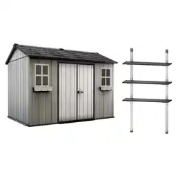 Walmart Open Box Keter Oakland 11 x 7.5' Outdoor Garden Storage Shed w/ 40 Steel Shelf Kit offer