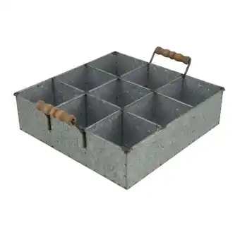 Walmart 6 Compartment Galvanized Metal Caddy with Wood Grip Handles offer