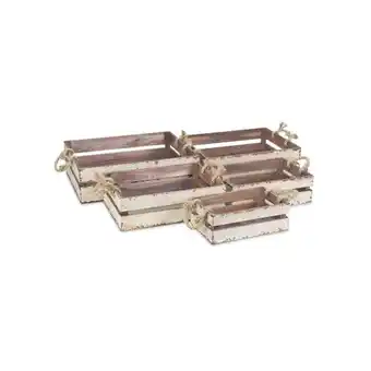 Walmart Cheungs FP-3885-5BR Wooden Slatted Crate with Rope Handle - Set of 5 offer