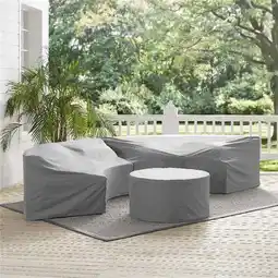 Walmart 4 Piece Catalina Furniture Cover Set With 2 Round Sectional Sofas & Coffee Table - Gray offer