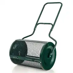 Walmart Costway 27'' Compost Spreader Peat Moss Lawn Care Manure Spreader Metal Roller with Handle offer