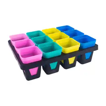 Walmart MAGIDEAL Nursery Pots Tray Indoor Outdoor Sturdy Lightweight Small Seedling Pot Stand 12 Cell offer