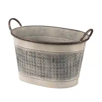 Walmart CC Home Furnishings 14.5 Gray Antique Style Oval Metal Waterproof Planter offer