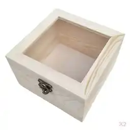 Walmart Rushay 2pcs Rustic Unpainted Wooden Boxes Lid Display Container Gems Tea Displaying offer