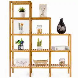 Walmart Costway Multifunctional Bamboo Shelf Storage Rack 12 Pots Plant Stand Display Organizer offer