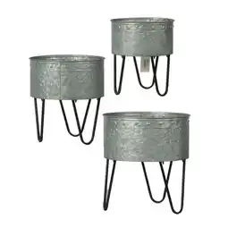 Walmart CC Home Furnishings Set of 3 Silver and Black Industrial Style Galvanized Tubs 15.75 offer