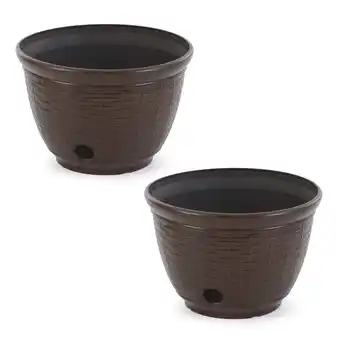 Walmart Liberty Garden 100 Foot Wicker Resin Water Hose Storage Pot, Bronze (2 Pack) offer