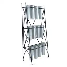 Walmart Contemporary Home Living 62.5 Silver and Black 3 Tier Display Planter Display Stand offer