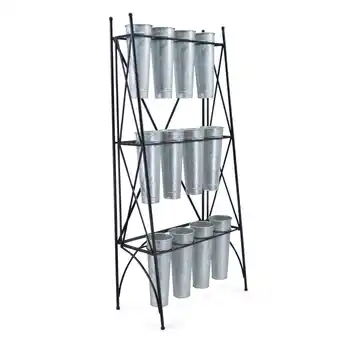 Walmart Contemporary Home Living 62.5 Silver and Black 3 Tier Display Planter Display Stand offer