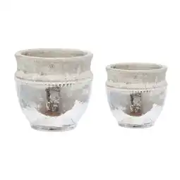 Walmart CC Home Furnishings Set of 2 Brown Classic Vintage Style Round Shaped Pot 7.5 offer