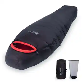 Walmart QEZER 0 °F Adult Mummy Down Sleeping Bag For Extreme Cold Weather With Compression Sack,Black offer