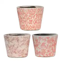 Walmart CC Home Furnishings Set of 3 Red and White Floral Motifs Style Planters 5.5 offer