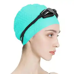 Walmart Swimming cap Silicone elastic water drop cap for men and women,blue offer