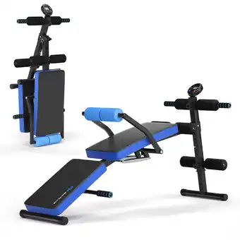 Walmart Goplus Multi-Functional Foldable Weight Bench Adjustable Sit-up Board w/ Monitor Blue offer