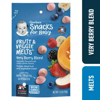 Walmart Gerber Fruit & Veggie Melts Very Berry Blend Stage 3 Toddler Snack, 1 oz Bag offer