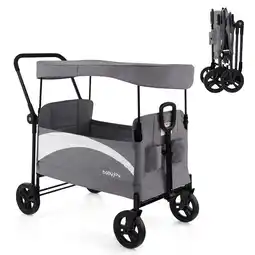 Walmart Infans 2-Seat Stroller Wagon Folding Baby Stroller w/ Adjustable Canopy & Handles Grey offer