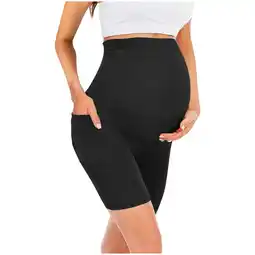 Walmart SHTXOZHI Maternity Shorts Over Belly with Pockets High Waisted Athletic Yoga Pregnancy Shorts offer