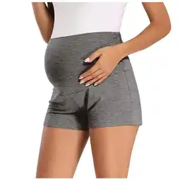 Walmart SHTXOZHI Women's Maternity Shorts Over The Belly Pregnancy Comfy Shorts Solid Color Pajama Shorts offer