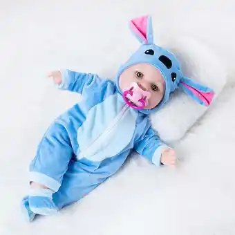 Walmart AmaMary 16 Inch Light Skinned Baby Doll - with Blue Cartoon Bodysuit and Pacifier offer