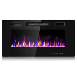 Walmart Costway 36'' Electric Fireplace Recessed Ultra Thin Wall-Mounted Heater w/Multicolor Flame offer