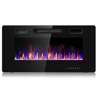 Walmart Costway 36'' Electric Fireplace Recessed Ultra Thin Wall-Mounted Heater w/Multicolor Flame offer