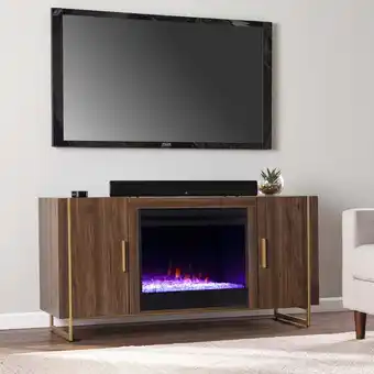 Walmart SEI Furniture Trandling Mirrored Wood Color Changing Fireplace in Black/Silver offer