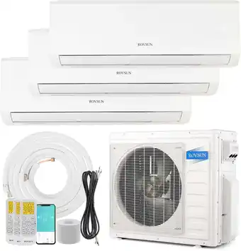 Walmart RovSun 27,000 BTU (19 SEER DOE) Tri-Zone Ductless Mini Split AC/Heating System, White (3 Count) offer