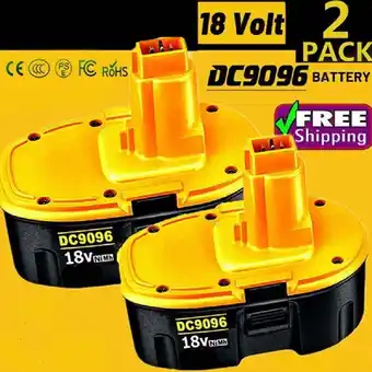 Walmart 2 PACK 18V For Dewalt 18 VOLT XRP DC9096 DC9098 Ni-MH Battery DC9099 DC9096-2(NON DEWALT GENERIC) offer