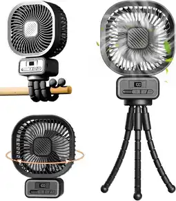 Walmart Aoresac 3-Speed Rechargeable LED Light Rotatable Flexible Tripod Mini Stroller Fan offer