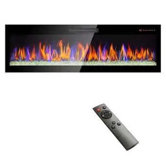 Walmart BESTCOSTY 60 Tempered Glass Wall Mounted Electric Fireplace w/ LED Light Heater offer